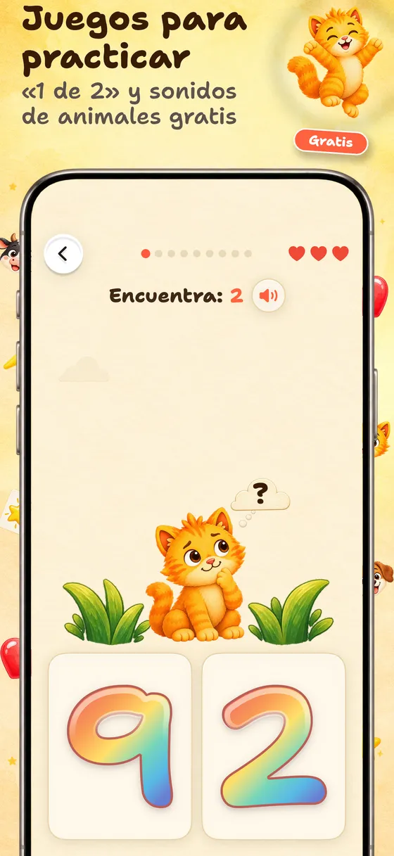Juegos para practicar — «1 de 2» y sonidos de animales gratis