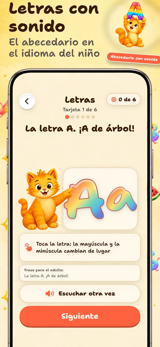 Letras con sonido — El abecedario en el idioma del niño