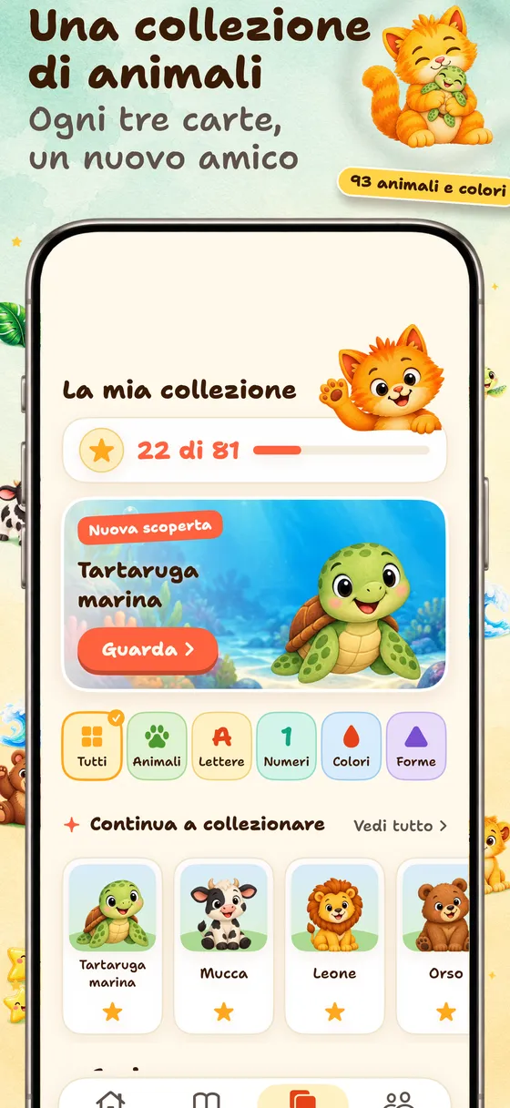 Le carte imparate permettono di scoprire animali e colori nella collezione. Paint & Say offre un momento tranquillo per colorare e ascoltare le parole.